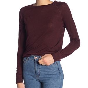 Vince Maroon Linen Raglan Pullover Crew Shirt